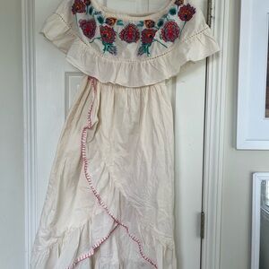 Embroidered Off-Shoulder Cream Dress